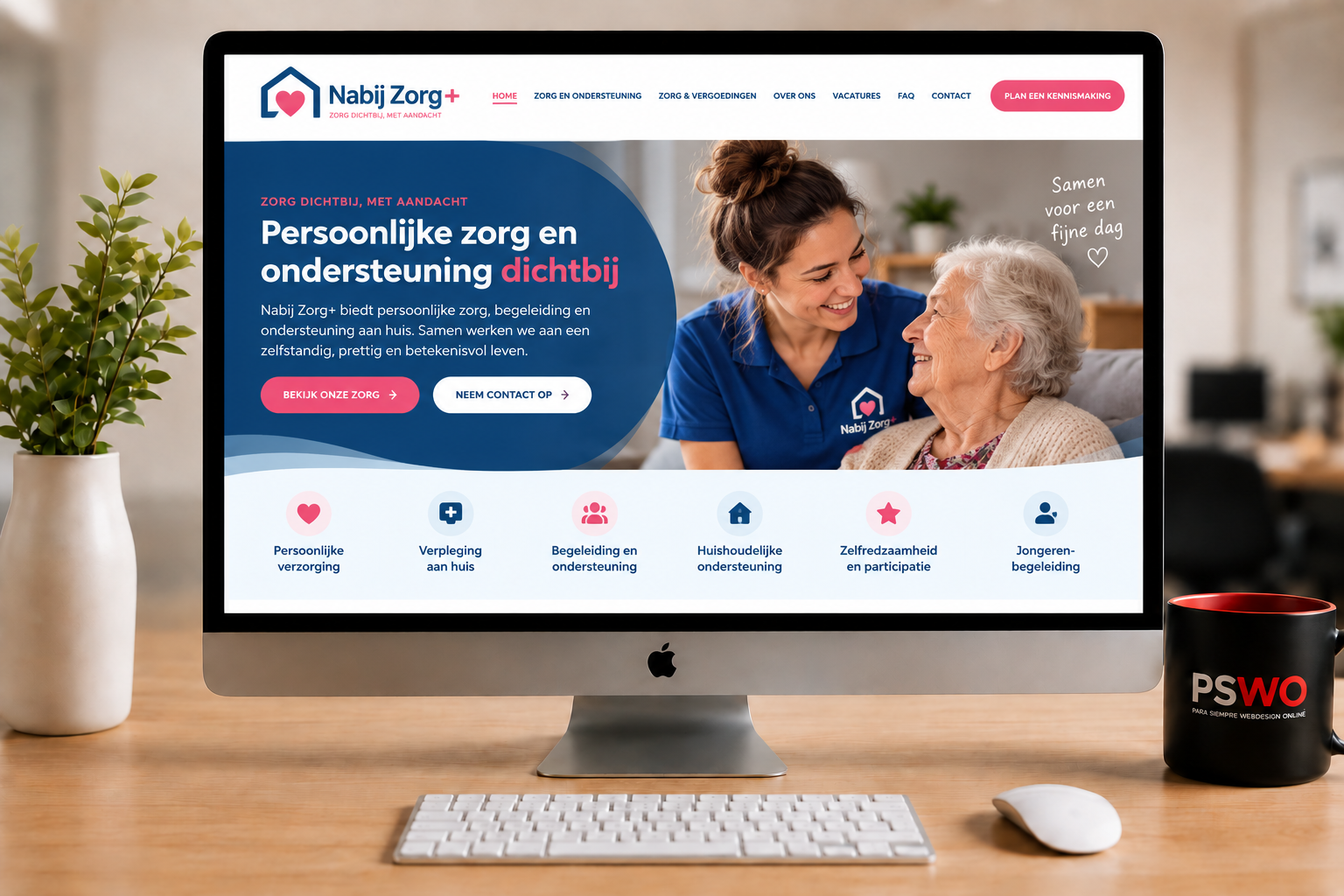Websitevoorbeeld Nabijzorg+, gerealiseerd door Para Siempre Webdesign Online